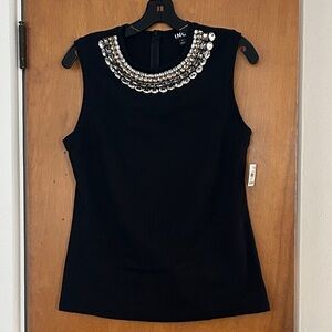 INC International Concepts Black Top with Silver Embellishments